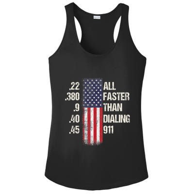 Ammo & Gun Lovers All Faster Than Dialing 911 Ladies PosiCharge Competitor Racerback Tank