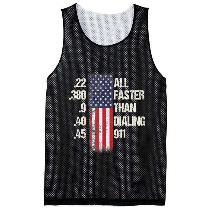 Ammo & Gun Lovers All Faster Than Dialing 911 Mesh Reversible Basketball Jersey Tank