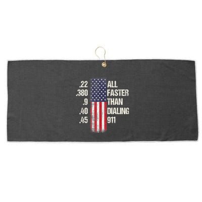 Ammo & Gun Lovers All Faster Than Dialing 911 Large Microfiber Waffle Golf Towel