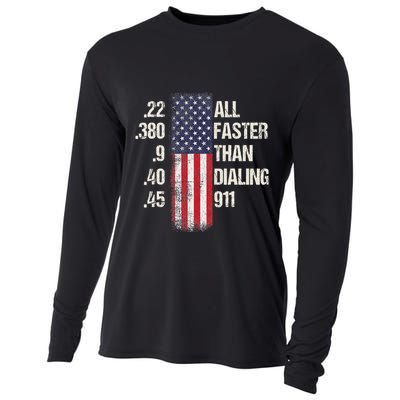 Ammo & Gun Lovers All Faster Than Dialing 911 Cooling Performance Long Sleeve Crew