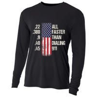 Ammo & Gun Lovers All Faster Than Dialing 911 Cooling Performance Long Sleeve Crew