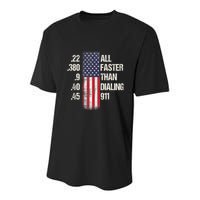 Ammo & Gun Lovers All Faster Than Dialing 911 Youth Performance Sprint T-Shirt