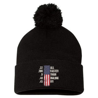 Ammo & Gun Lovers All Faster Than Dialing 911 Pom Pom 12in Knit Beanie