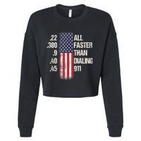 Ammo & Gun Lovers All Faster Than Dialing 911 Cropped Pullover Crew