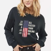 Ammo & Gun Lovers All Faster Than Dialing 911 Cropped Pullover Crew