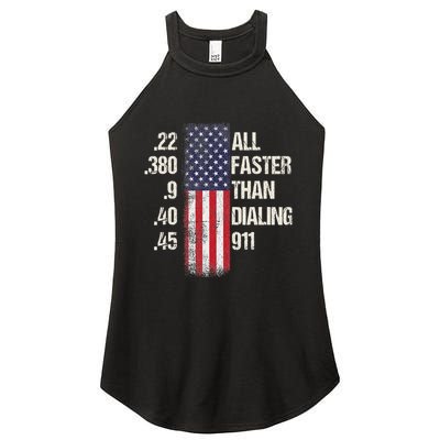 Ammo & Gun Lovers All Faster Than Dialing 911 Women's Perfect Tri Rocker Tank