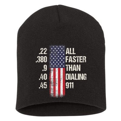 Ammo & Gun Lovers All Faster Than Dialing 911 Short Acrylic Beanie