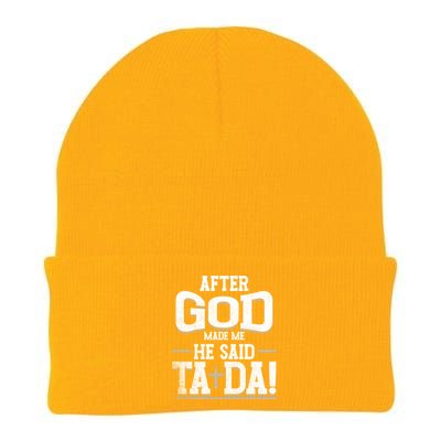 After God Made Me He Said Ta Da Funny Christian Humor Knit Cap Winter Beanie