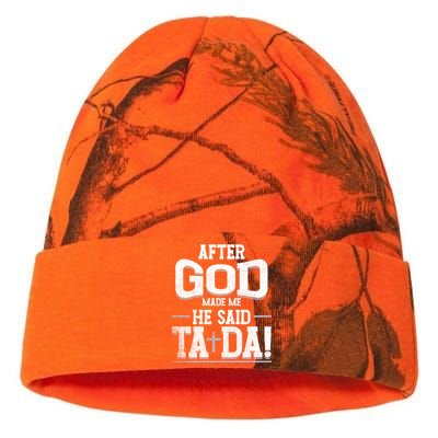 After God Made Me He Said Ta Da Funny Christian Humor Kati Licensed 12" Camo Beanie