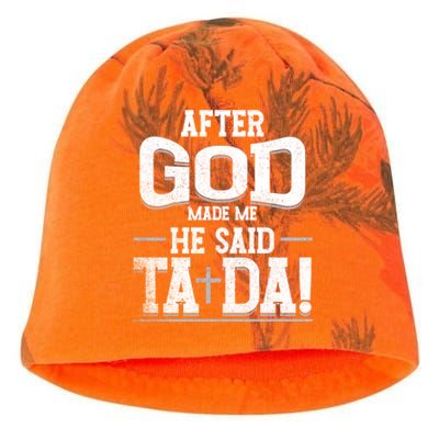 After God Made Me He Said Ta Da Funny Christian Humor Kati - Camo Knit Beanie