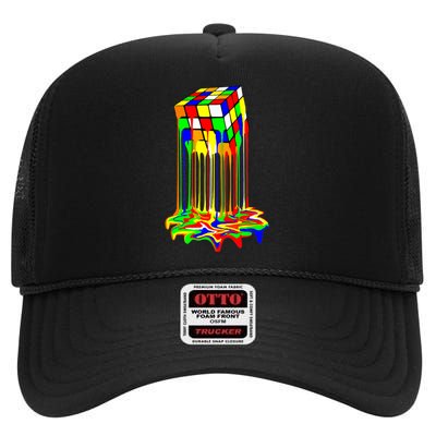 Awesome Graphic Melting Rubik Rubix Rubics Cube High Crown Mesh Back Trucker Hat