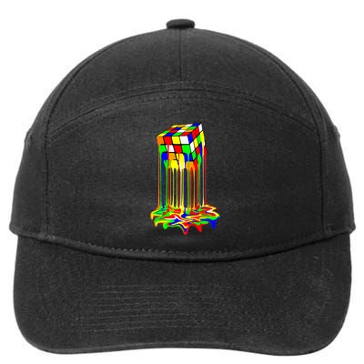 Awesome Graphic Melting Rubik Rubix Rubics Cube 7-Panel Snapback Hat