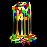 Awesome Graphic Melting Rubik Rubix Rubics Cube Flat Bill Trucker Hat
