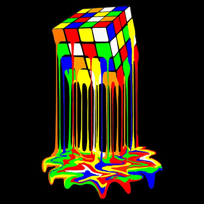Awesome Graphic Melting Rubik Rubix Rubics Cube Flat Bill Trucker Hat