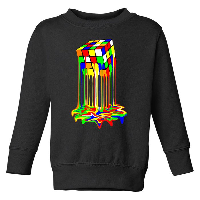 Awesome Graphic Melting Rubik Rubix Rubics Cube Toddler Sweatshirt