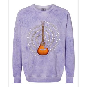 Acoustic Guitar Music Notes Guitarist Gift Colorblast Crewneck Sweatshirt