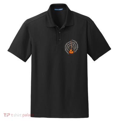 Acoustic Guitar Music Notes Guitarist Gift Dry Zone Grid Polo