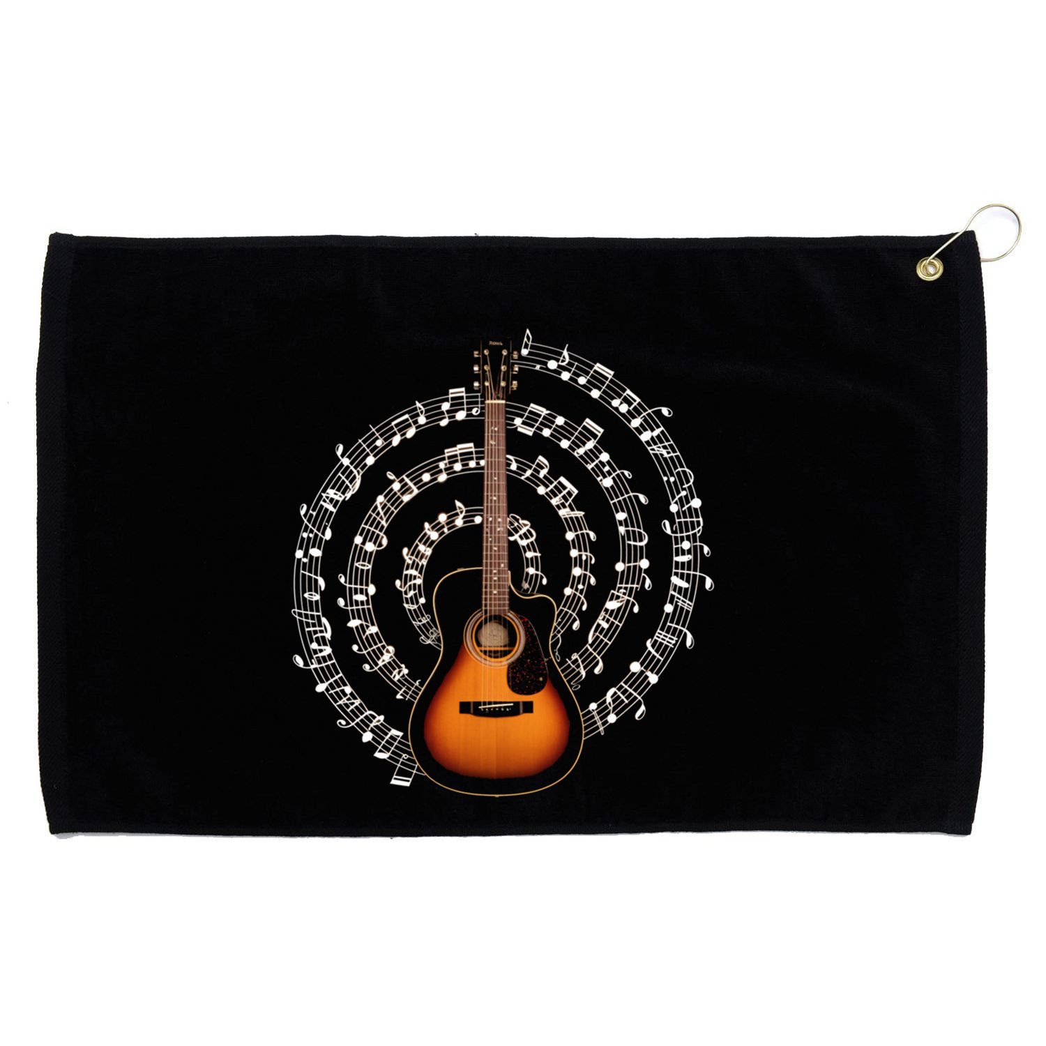 Acoustic Guitar Music Notes Guitarist Gift Grommeted Golf Towel
