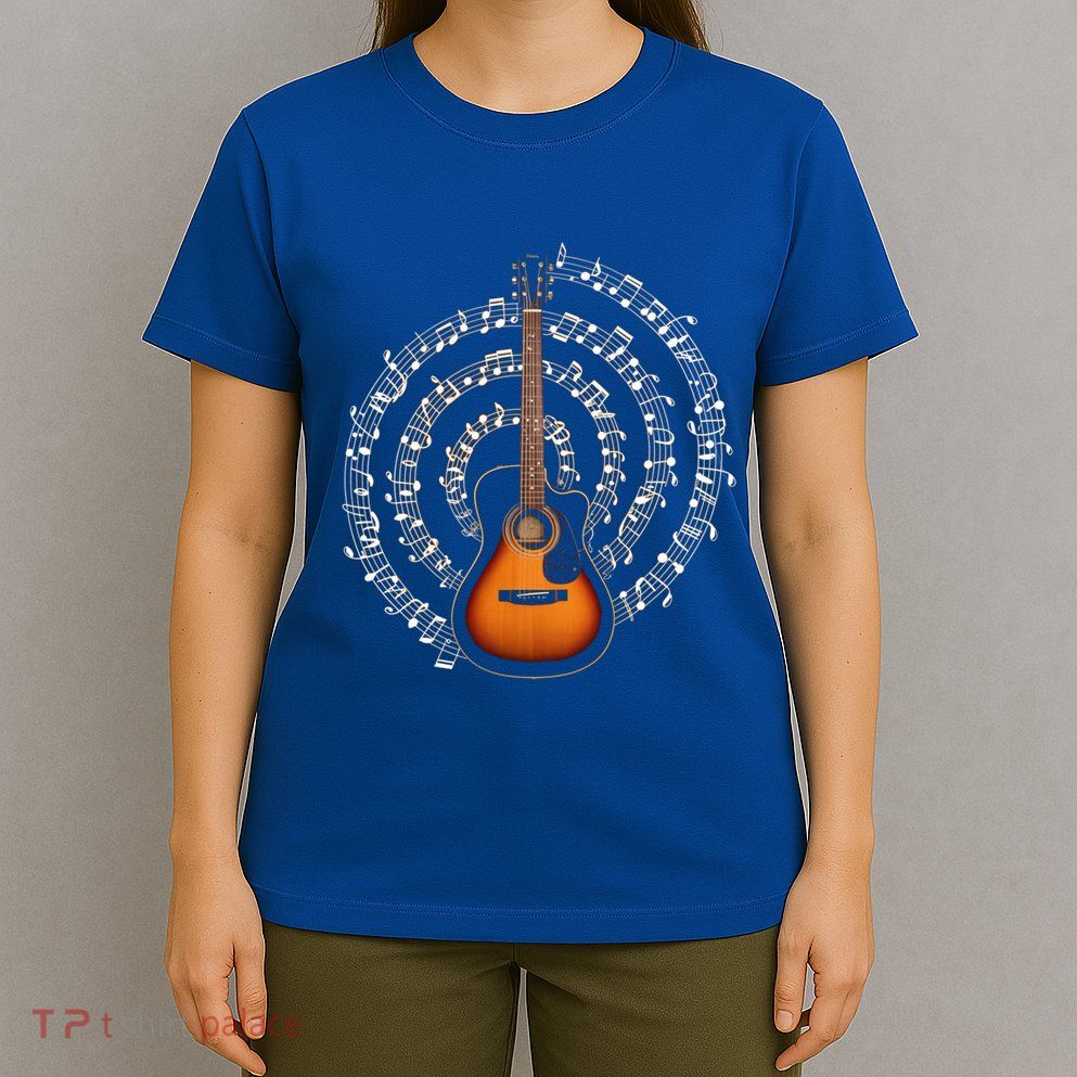 Acoustic Guitar Music Notes Guitarist Gift T-Shirt
