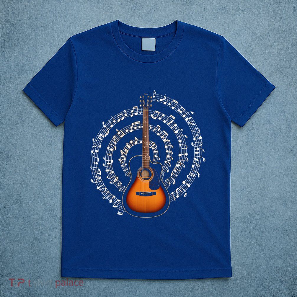 Acoustic Guitar Music Notes Guitarist Gift T-Shirt