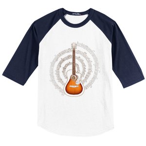 Acoustic Guitar Music Notes Guitarist Gift Baseball Sleeve Shirt