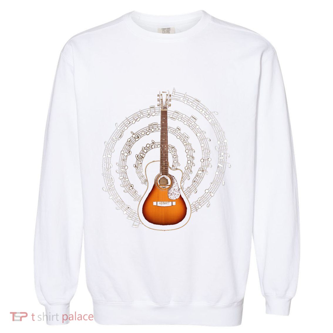 Acoustic Guitar Music Notes Guitarist Gift Garment-Dyed Sweatshirt