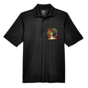 Awesome Graphic Melting Colorful Painted Medusa Head Art Men's Origin Performance Pique Polo