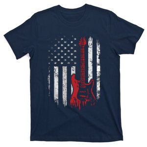 America Guitarist Music Patriotic American USA Flag Guitar T-Shirt