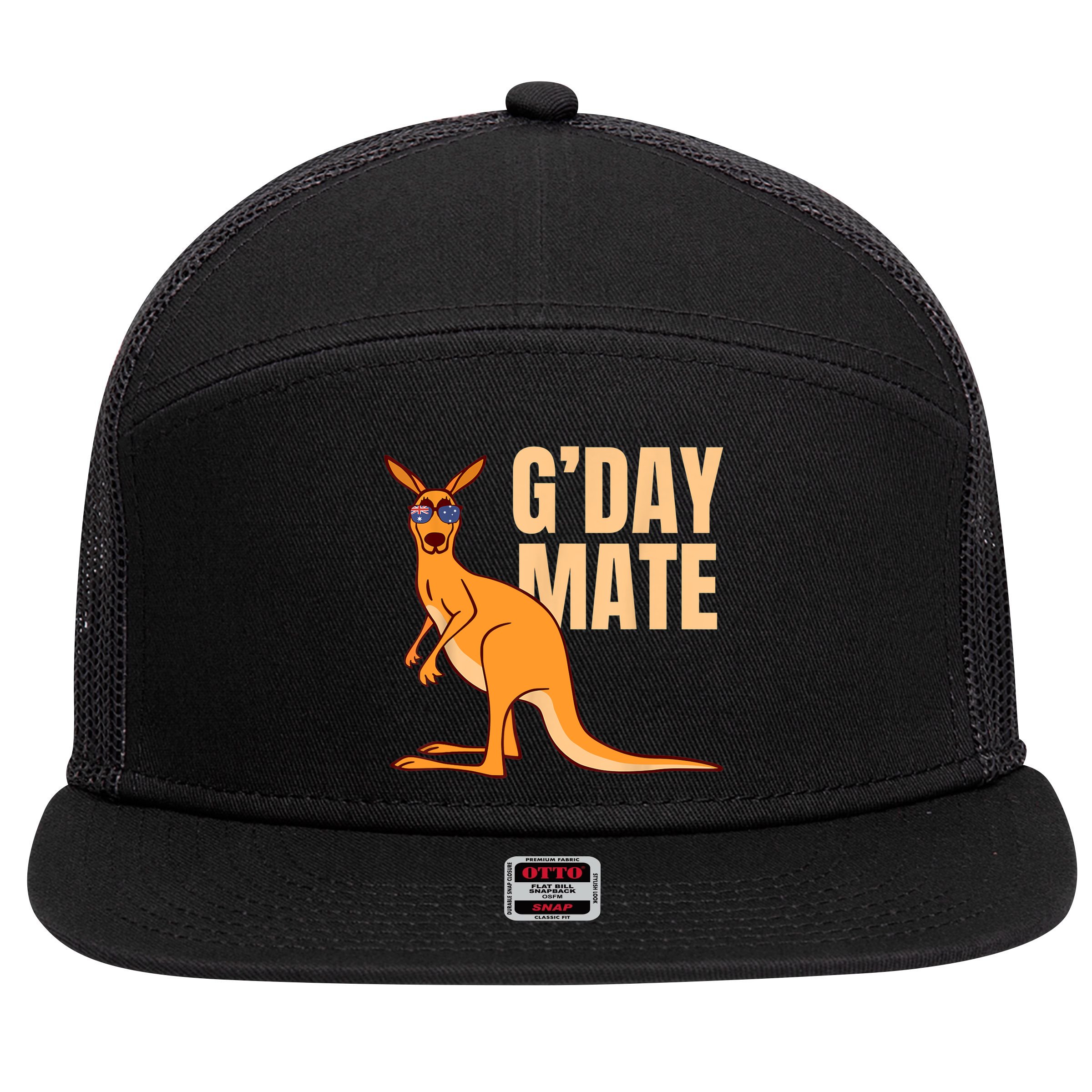 Australia G'Day Mate Shirt Funny Kangaroo Australian Symbol TShirt 7 Panel Mesh Trucker Snapback Hat