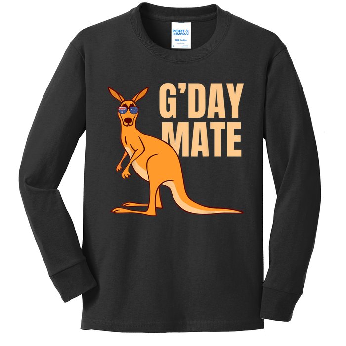 Australia G'Day Mate Shirt Funny Kangaroo Australian Symbol TShirt Kids Long Sleeve Shirt