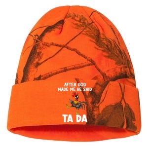 After God Made Me He Said Ta Da Chicken Farmer Funny Kati Licensed 12" Camo Beanie