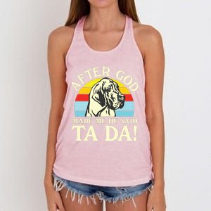 After God Made Me He Said Ta Da Great Dane Women's Knotted Racerback Tank