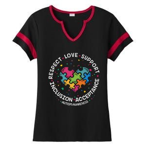 Autism Gift Mom Dad Respect Love Support Autism Awareness Gift Ladies Halftime Notch Neck Tee