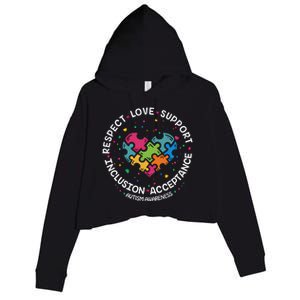 Autism Gift Mom Dad Respect Love Support Autism Awareness Gift Crop Fleece Hoodie