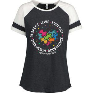 Autism Gift Mom Dad Respect Love Support Autism Awareness Gift Enza Ladies Jersey Colorblock Tee