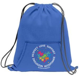 Autism Gift Mom Dad Respect Love Support Autism Awareness Gift Sweatshirt Cinch Pack Bag