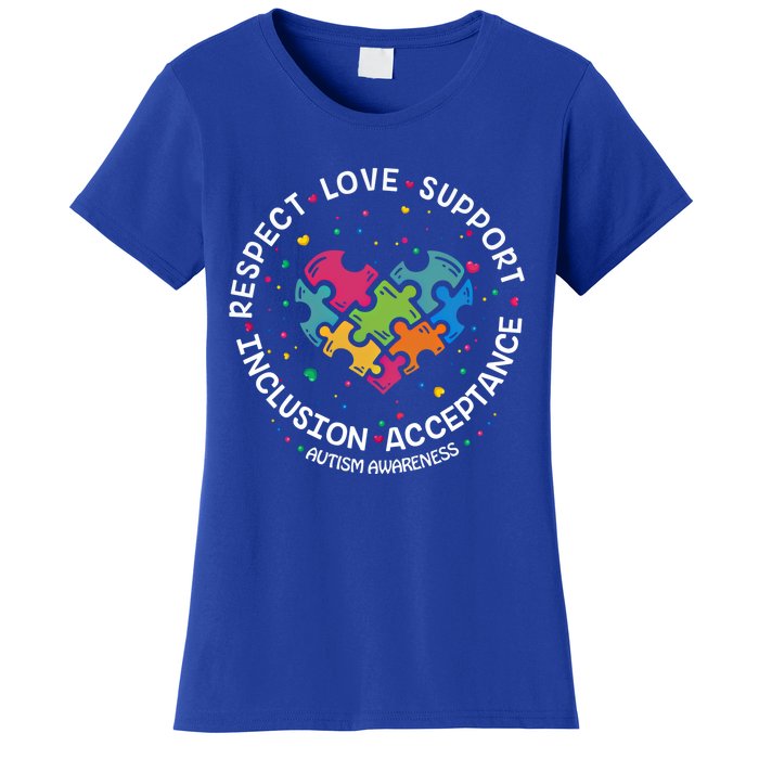 Autism Gift Mom Dad Respect Love Support Autism Awareness Gift Women's T-Shirt