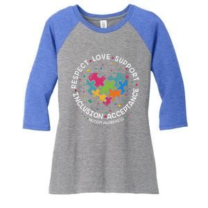 Autism Gift Mom Dad Respect Love Support Autism Awareness Gift Women's Tri-Blend 3/4-Sleeve Raglan Shirt