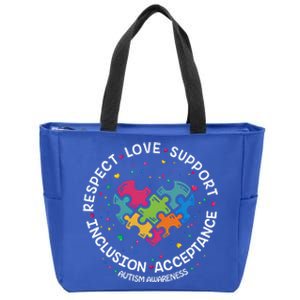 Autism Gift Mom Dad Respect Love Support Autism Awareness Gift Zip Tote Bag