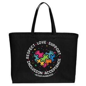 Autism Gift Mom Dad Respect Love Support Autism Awareness Gift Cotton Canvas Jumbo Tote