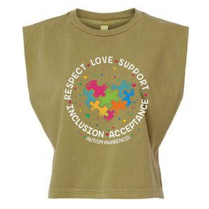 Autism Gift Mom Dad Respect Love Support Autism Awareness Gift Garment-Dyed Women's Muscle Tee