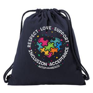 Autism Gift Mom Dad Respect Love Support Autism Awareness Gift Drawstring Bag