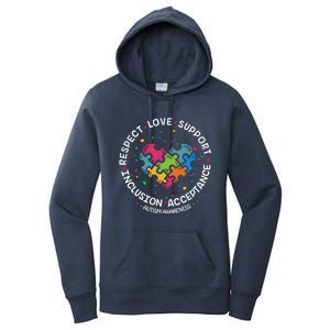 Autism Gift Mom Dad Respect Love Support Autism Awareness Gift Women's Pullover Hoodie