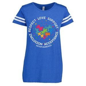 Autism Gift Mom Dad Respect Love Support Autism Awareness Gift Enza Ladies Jersey Football T-Shirt