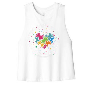 Autism Gift Mom Dad Respect Love Support Autism Awareness Gift Women's Racerback Cropped Tank