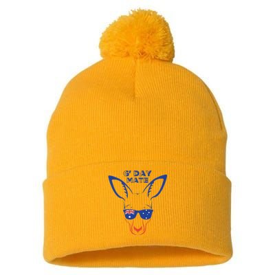 Australia GDay Mate Funny Kangaroo Australian Symbol Pom Pom 12in Knit Beanie