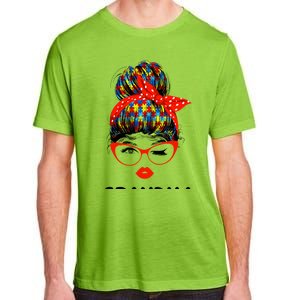 Autism Grandma Messy Bun Sunglasses Bandana Mother Day Gift Adult ChromaSoft Performance T-Shirt