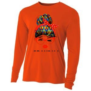 Autism Grandma Messy Bun Sunglasses Bandana Mother Day Gift Cooling Performance Long Sleeve Crew