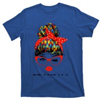 Autism Grandma Messy Bun Sunglasses Bandana Mother Day Gift T-Shirt