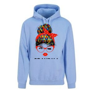 Autism Grandma Messy Bun Sunglasses Bandana Mother Day Gift Unisex Surf Hoodie